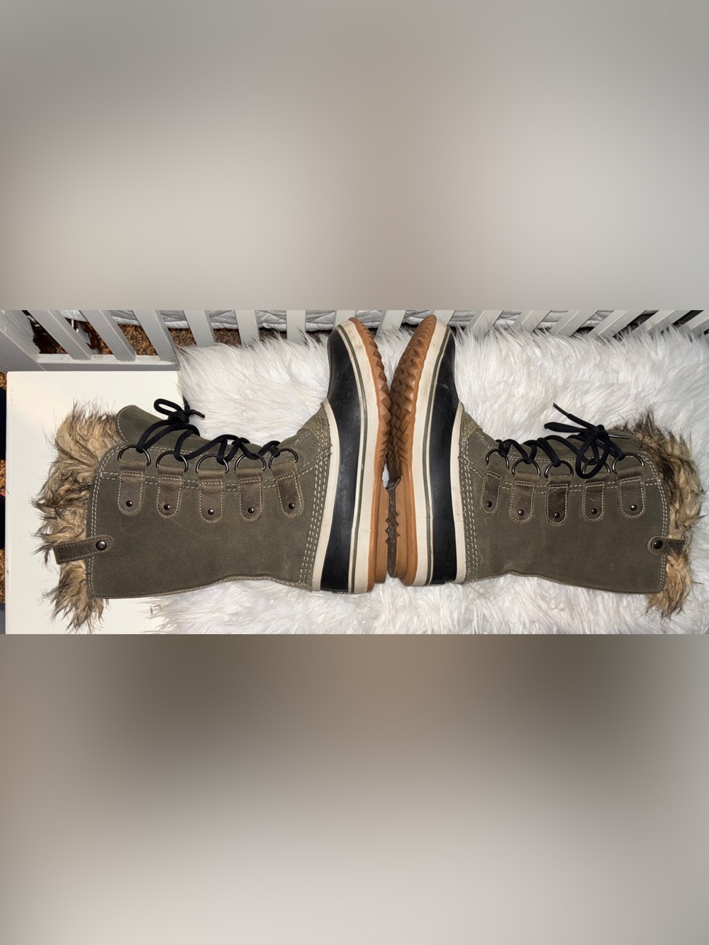 SOREL JOAN of ARCTIC Boots Green Suede/Rubber Snow Winter Sz 8 - Picture 7 of 13
